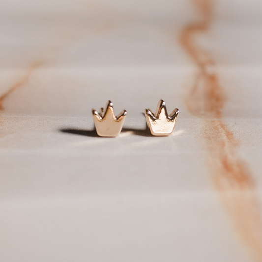 KING SASS - Gold Crown Stud Earring