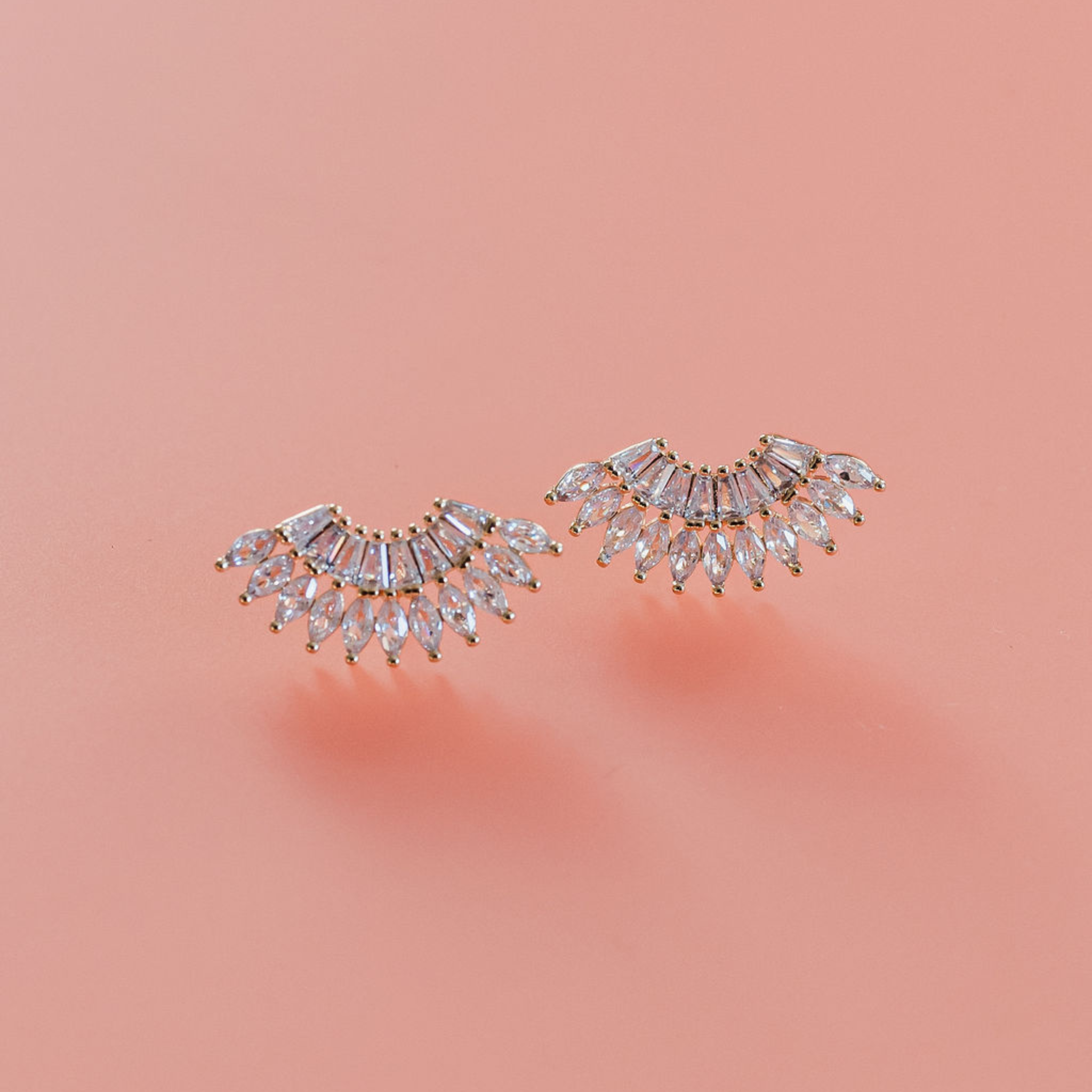 ANGEL CURVE - Curved Cubic Zirconia Layered Cluster Earrings