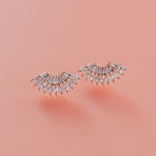 ANGEL CURVE - Curved Cubic Zirconia Layered Cluster Earrings