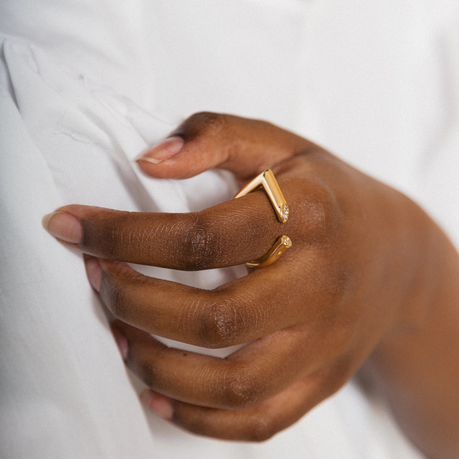 THE ABBY Gold D Shaped Statement Open Ring