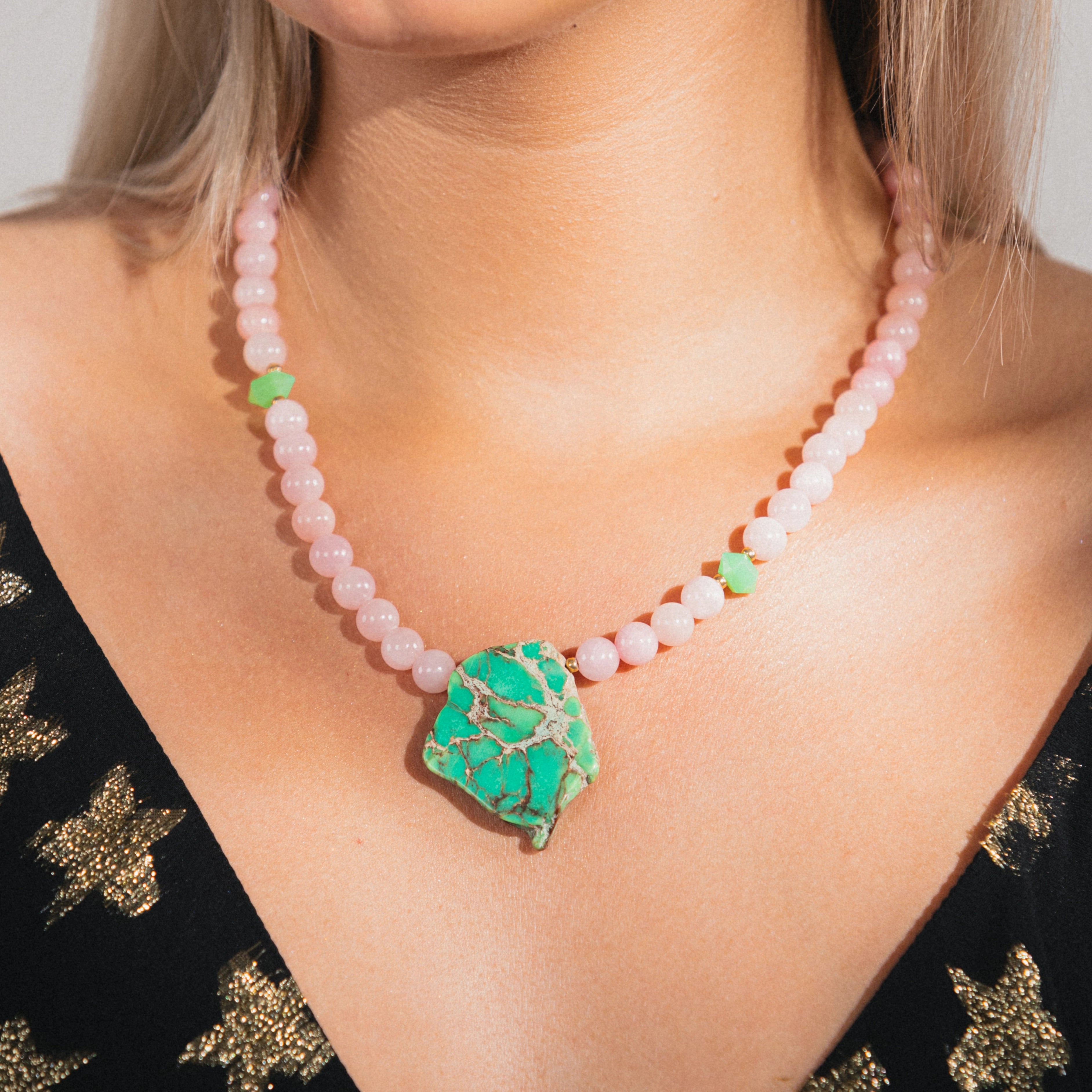 gemstone necklace with large jasper pendant 