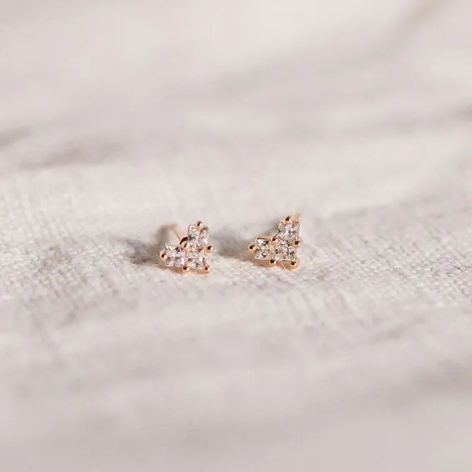 CZ paved heart shaped studs 