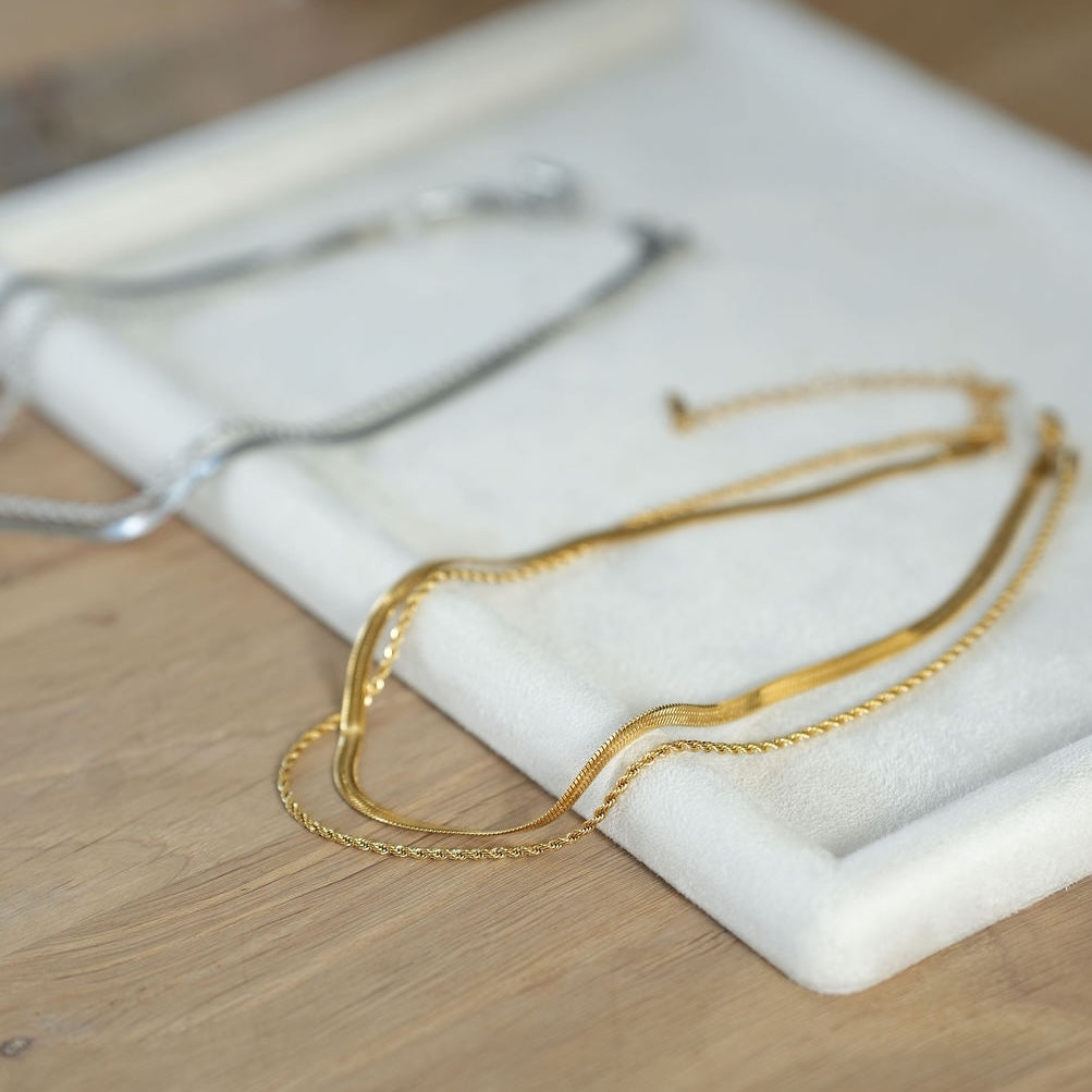 gold and silver double layer necklaces 