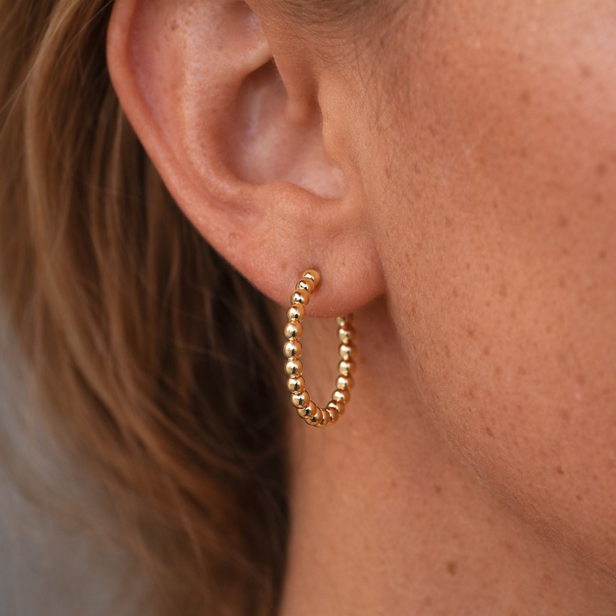 gold bubble hoops earrings 