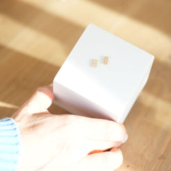 gold crystal bar stud earrings 