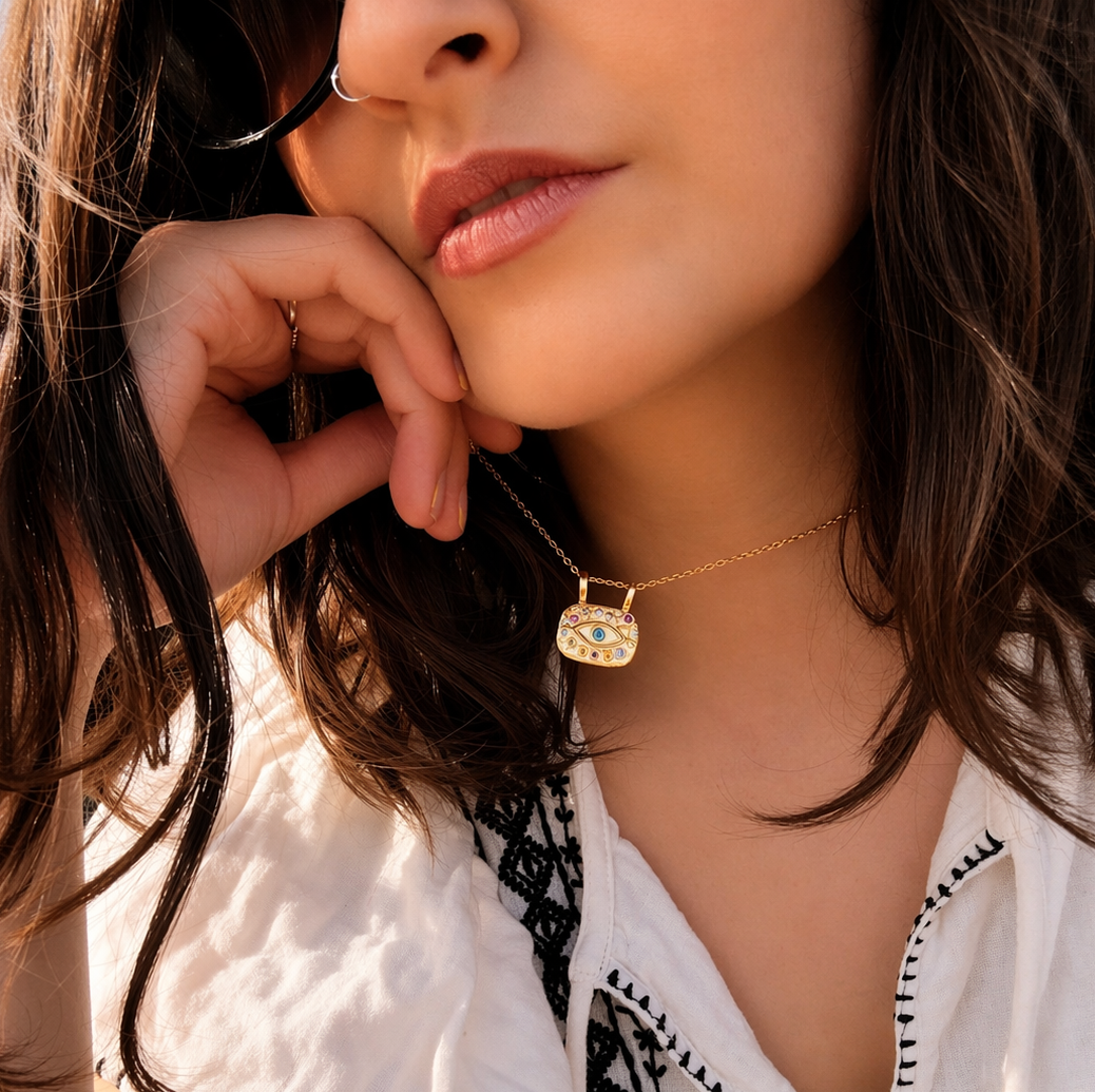 Nazar Evil Eye Gold Pendant Necklace