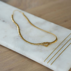 gold heart chunky necklace 