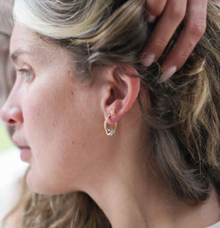 gold hoops with silver beads 
