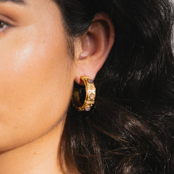 gold hoops with amethyst