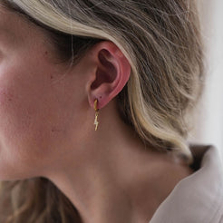 gold lightning bolt drop hoops