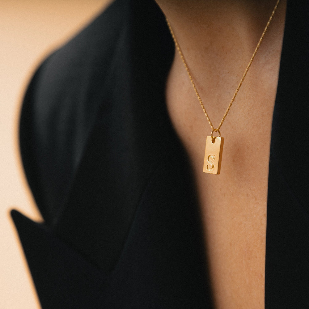 gold necklace with initials