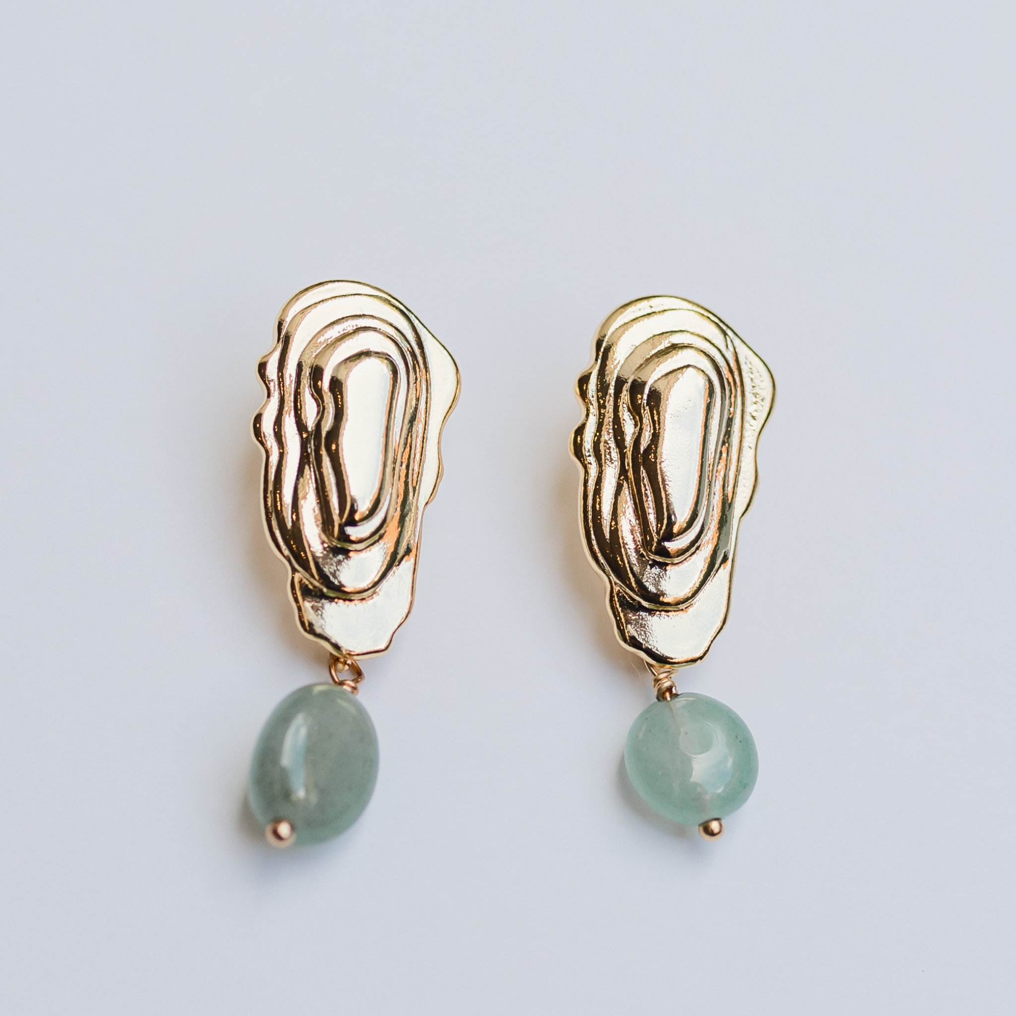 THE SOPHIE - Gold Plated Oyster Shape Earring with Pearl or Gemstone Drop