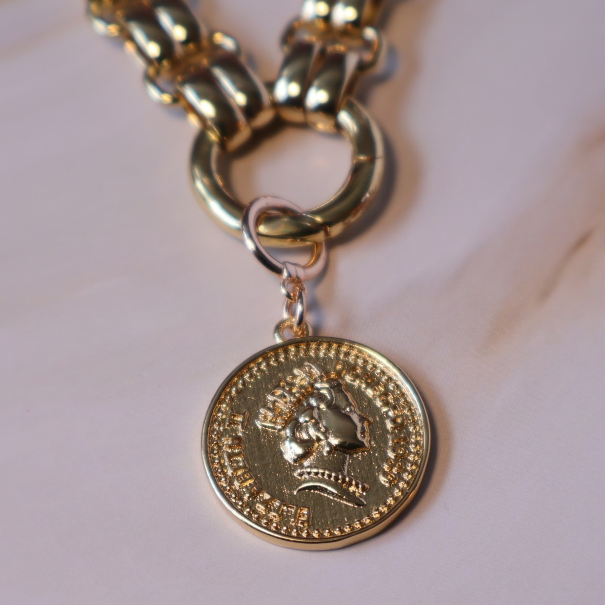 gold penny necklace charm 
