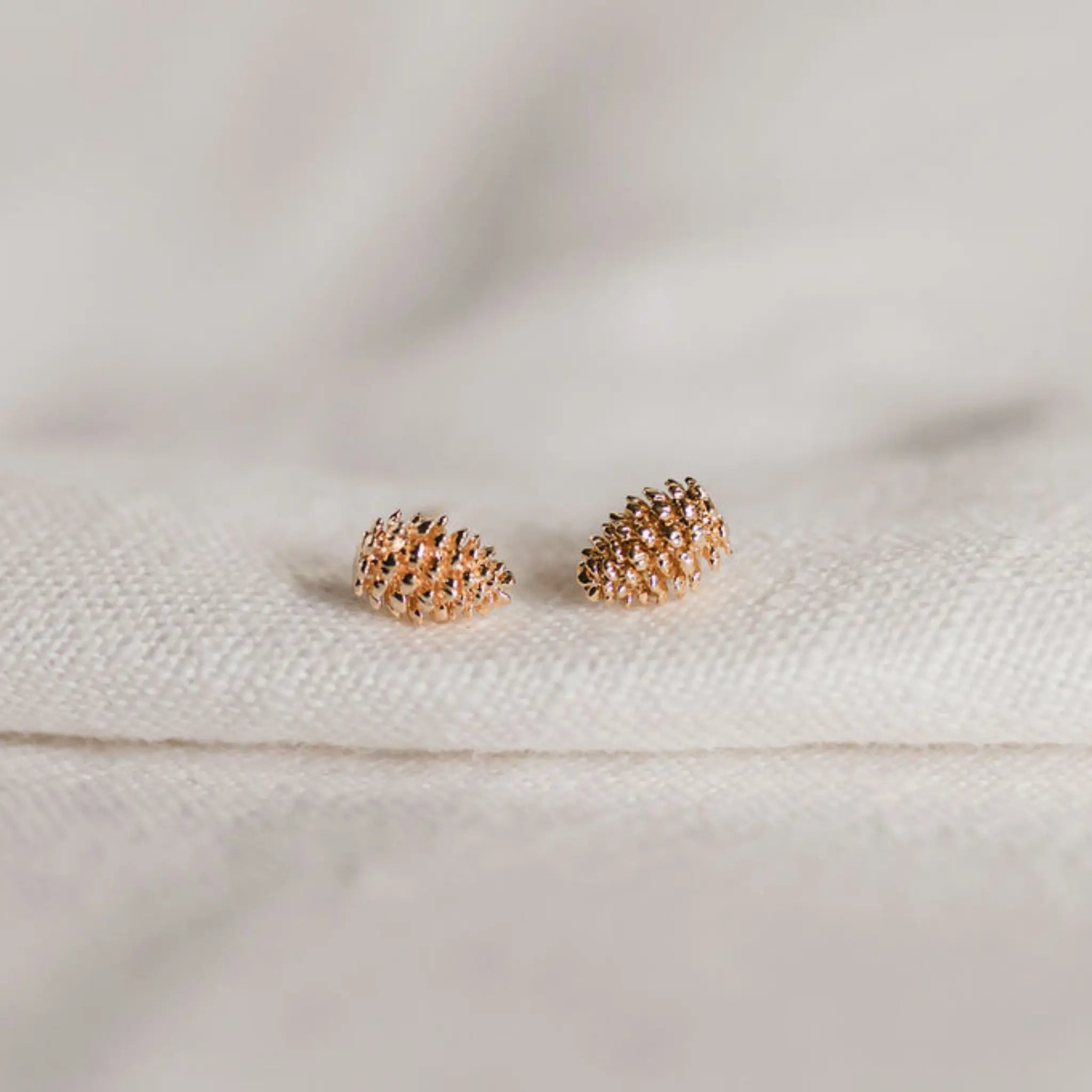 gold pinecone stud earrings