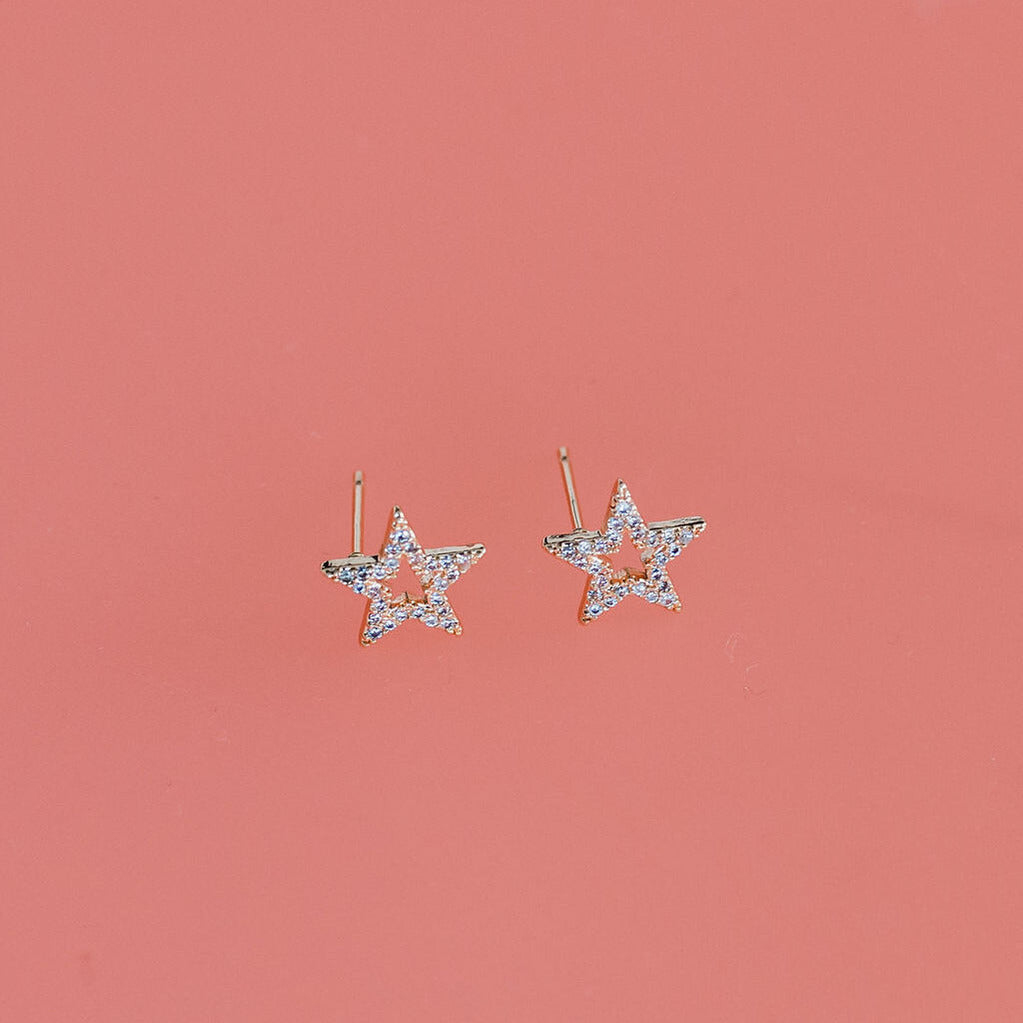 gold star studs with cz