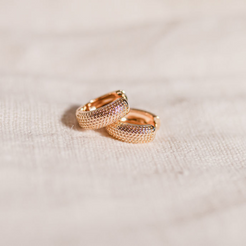 gold textured Huggie hoop earring