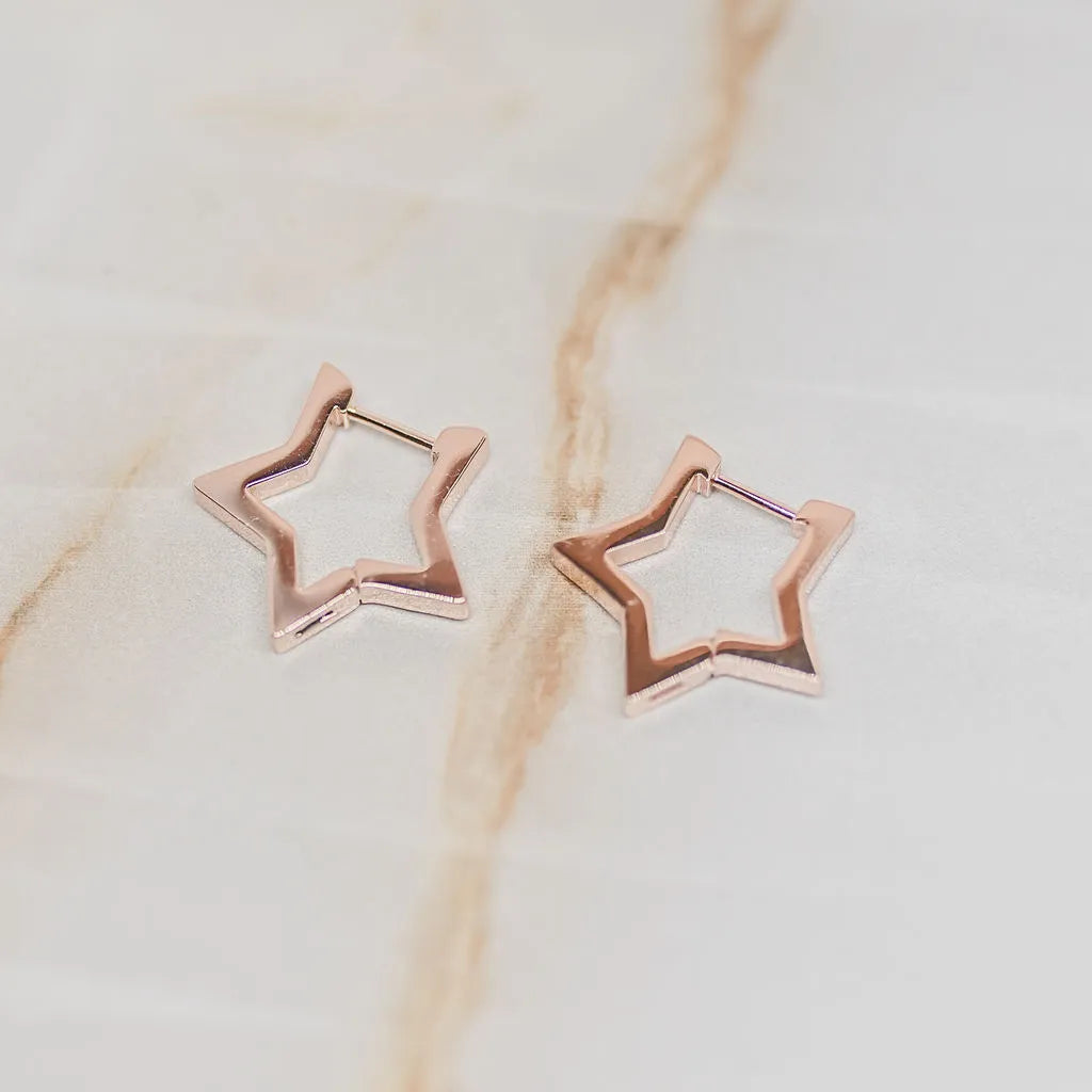 rose gold star shaped hoop