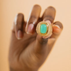 jade stone gold statement ring 