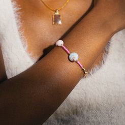 jasper and pink opal gemstone necklace with pearl bead 