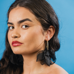 THE VALENTINA - Large Gold Hoop Earrings with Fabric Petals