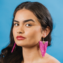 Triangular Raffia and Gold Drop Earrings