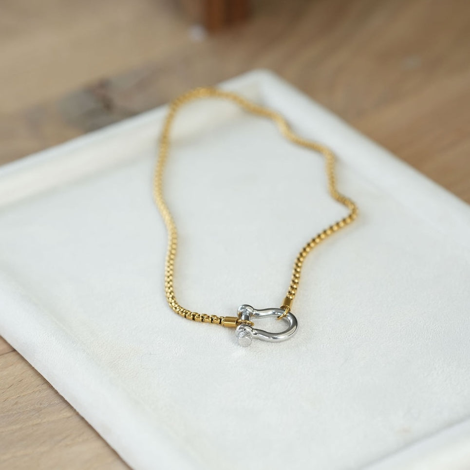 Toggle Clasp Mixed Metal Necklace - THE LACEY