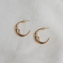 crescent moon gold earrings