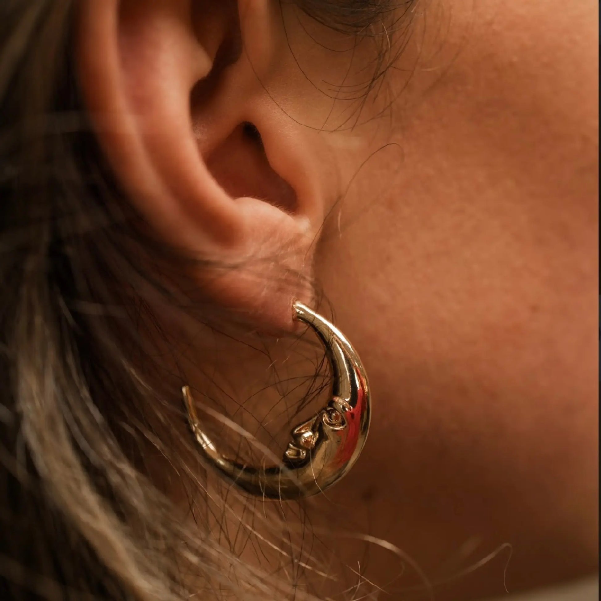 crescent moon gold earrings