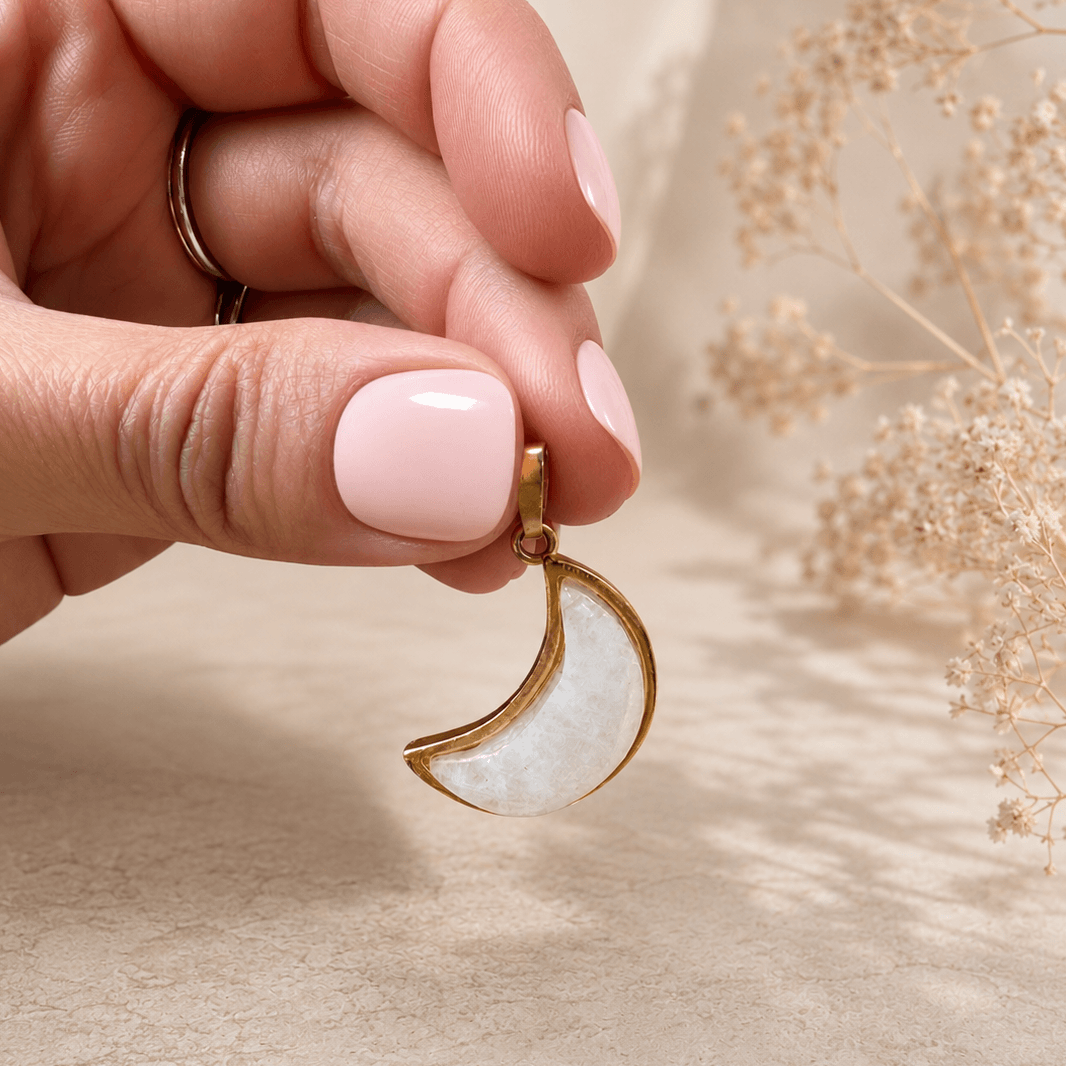 moonstone crescent charm 