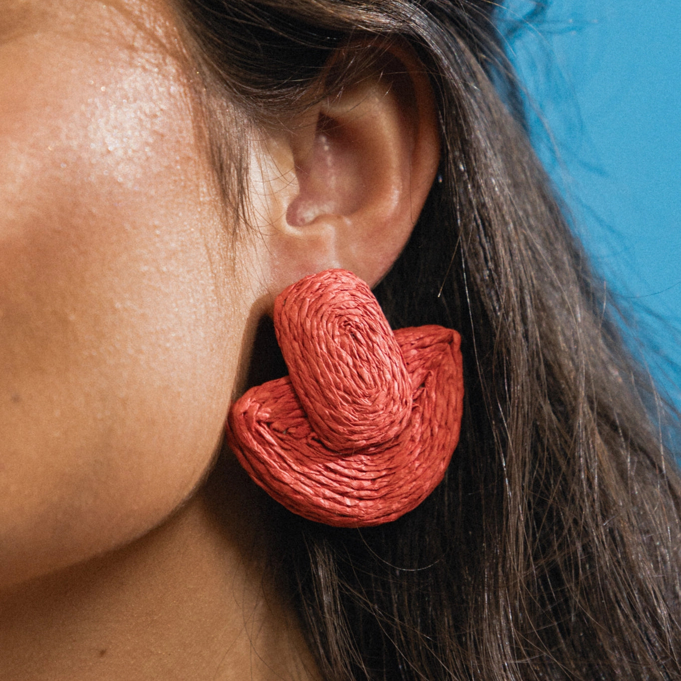 orange raffia statement earrings 