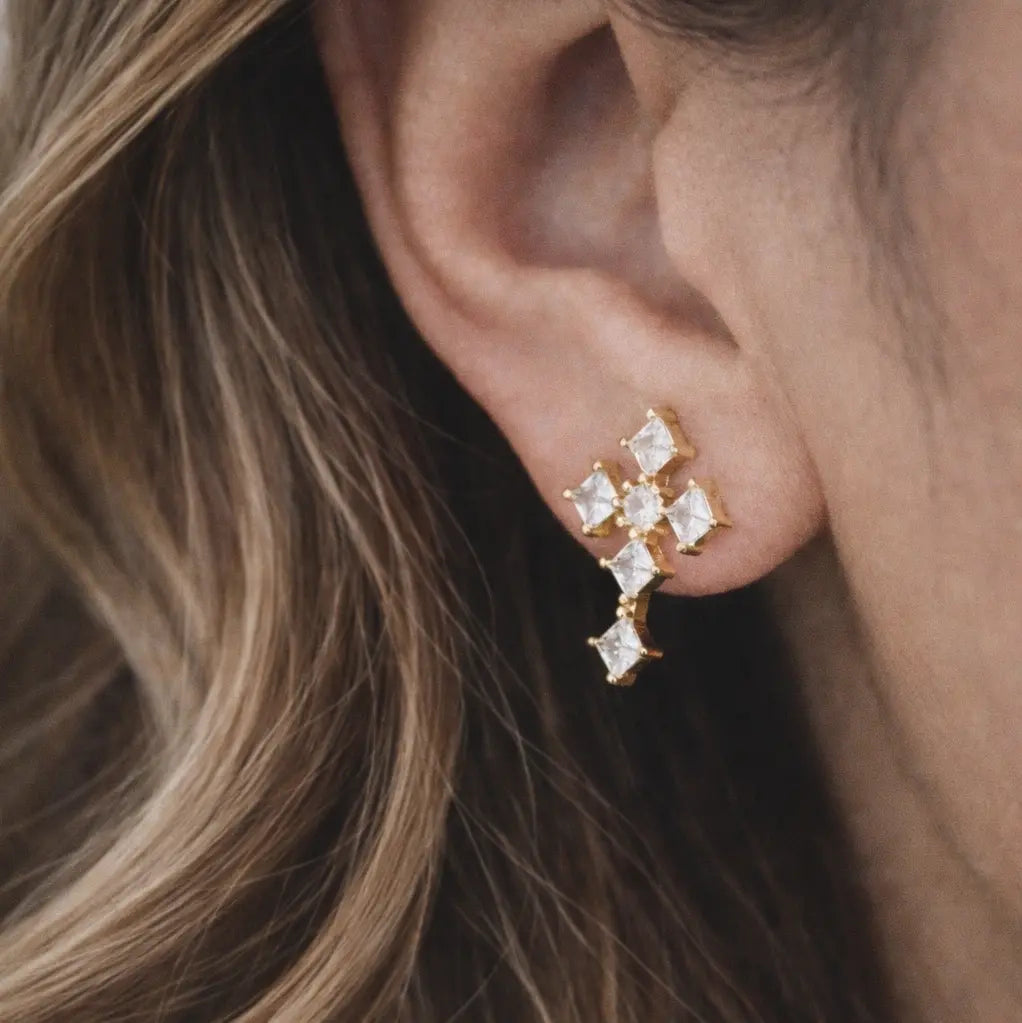 paved cross stud earrings 