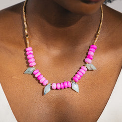 pink and blue opal gemstone necklace 