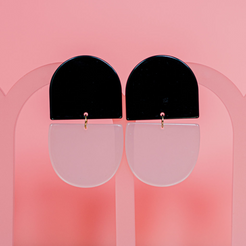 Pink and black statement earrings