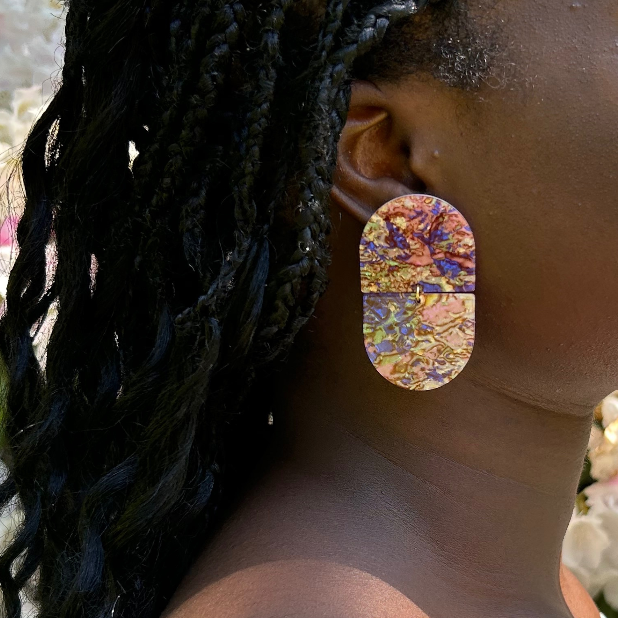 THE EVELYN - Marbled Multicolour Statement Earrings