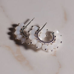 silver beaded hoop earrings 