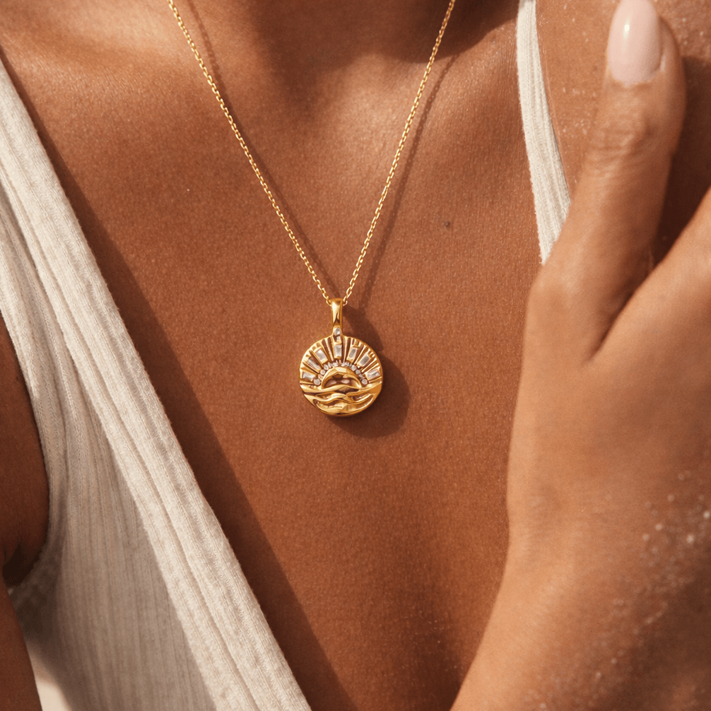 sunrise gold pendant necklace 