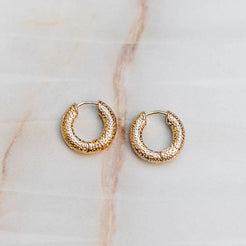 textured gold chunky hoops