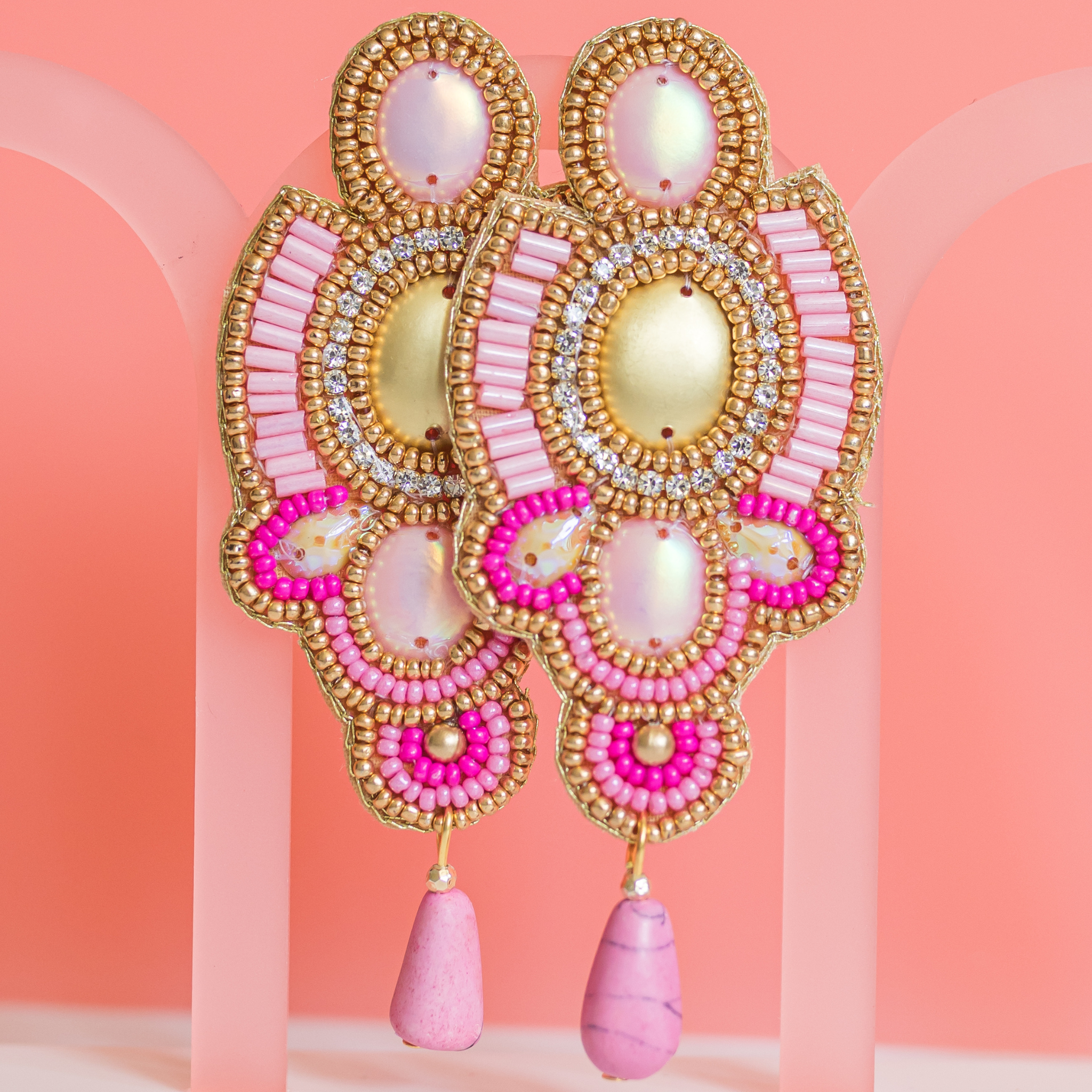 THE JASMINE -  Beaded Boho Statement Earrings