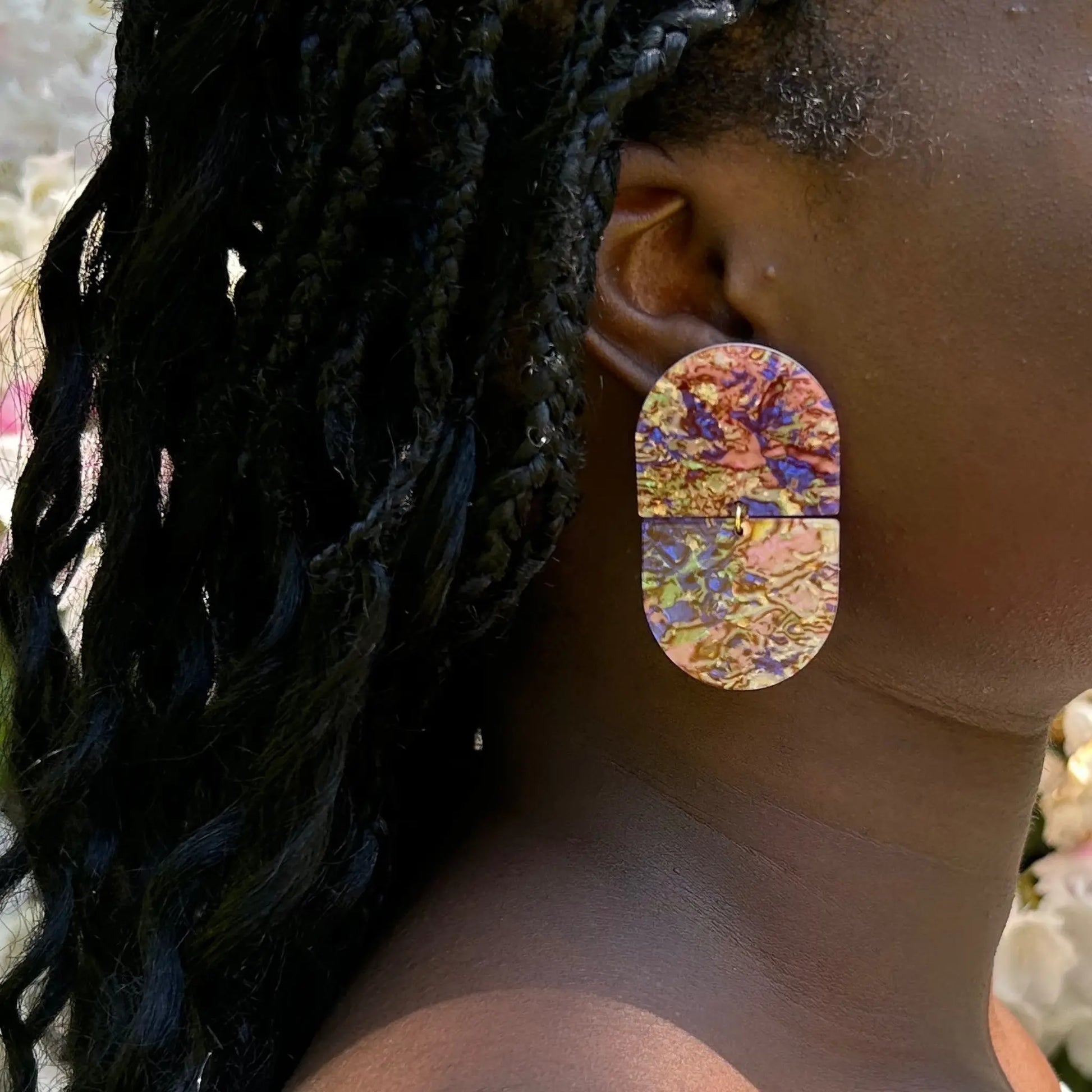 pearlescent gemoetric statement earrings