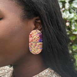 pearlescent geometric statement earrings