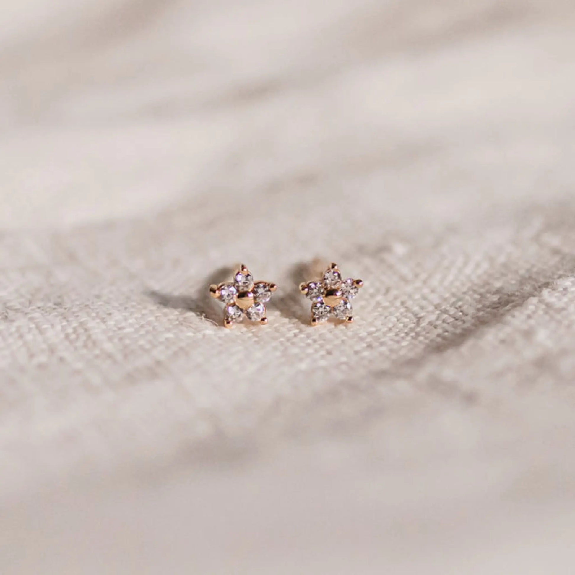 small CZ paved flower stud earrings