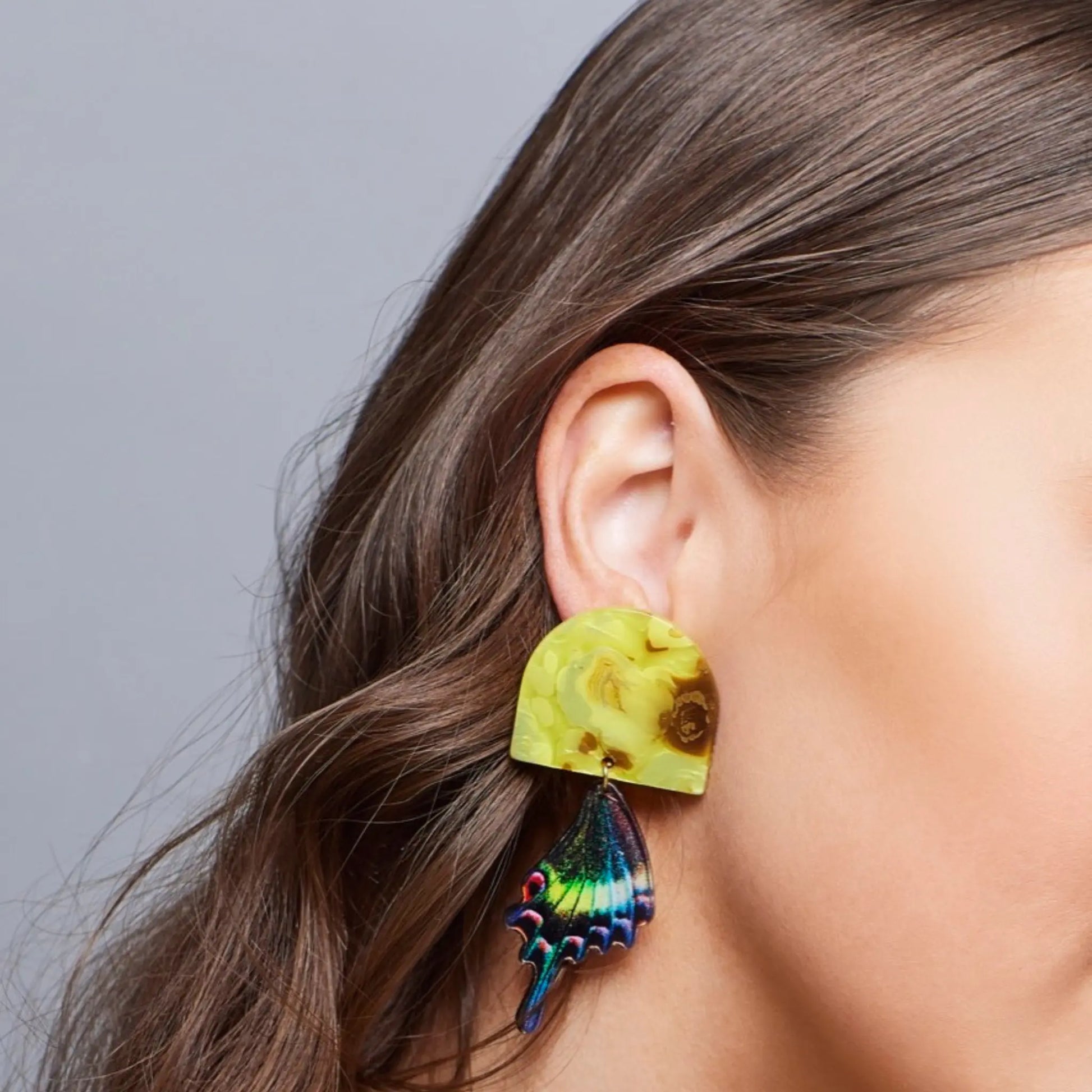 butterfly wing statement earrings