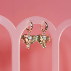 gold elephant head earrings