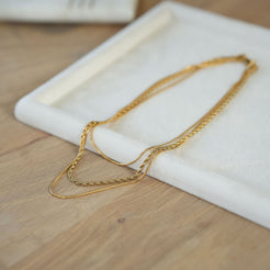triple layer gold necklace 