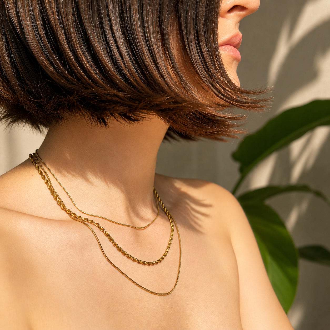 triple layer gold necklace 
