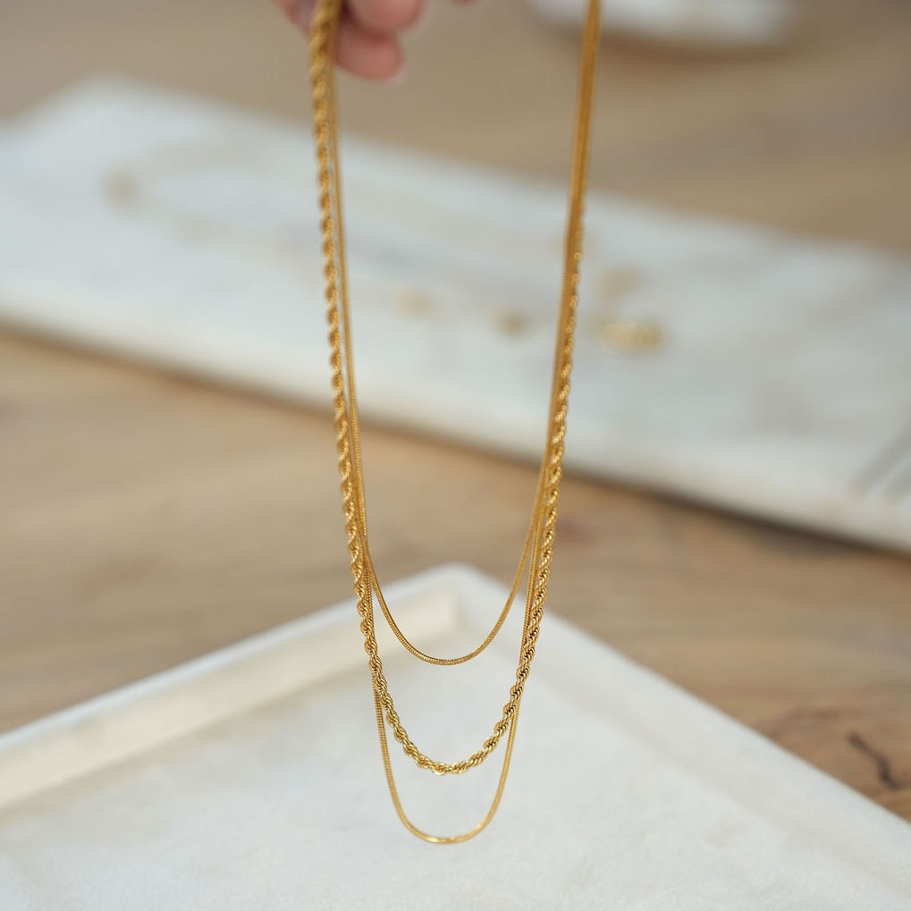 triple layer gold necklace 