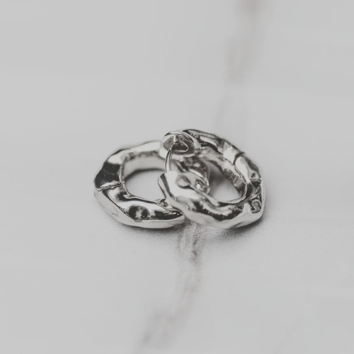 white gold hammered hoops