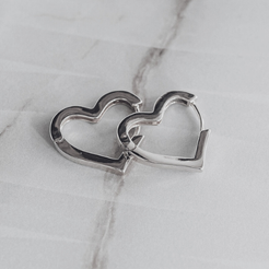 white gold heart hoops